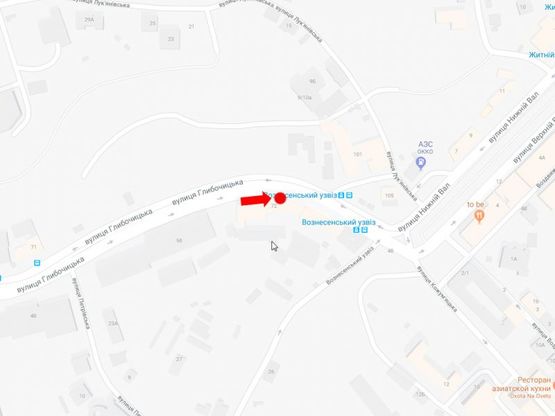 Схема рекламної площини за адресою Глубочицкая ул., 72, на светофоре, в сторону Подола