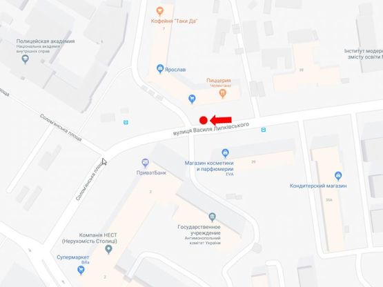 Схема рекламної площини за адресою Липковского ул. (бывш. Урицкого ул.), 40, на светофоре, в сторону Соломенской пл.