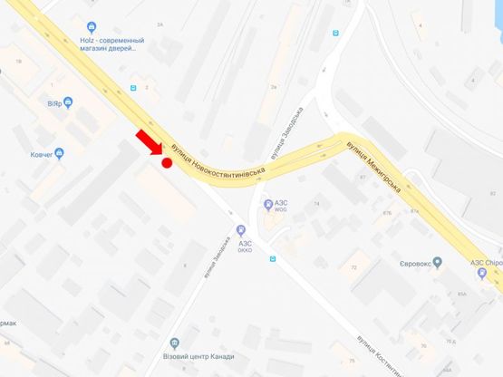 Схема рекламної площини за адресою Новоконстантиновская ул., 1 / ул. Электриков, перед развязкой, в сторону Подола