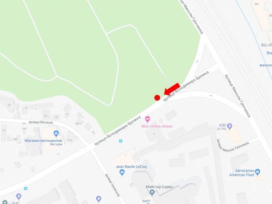 Схема рекламной плоскости по адресу Брожко ул. (бывш. Кировоградская ул.) / ул. Гринченко, в сторону Лобановского пр. (бывш. Краснозвездный пр.) Схема рекламной плоскости по адресу Брожко ул. (бывш. Кировоградская ул.) / ул. Гринченко, в сторону Лобановского пр. (бывш. Краснозвездный пр.)