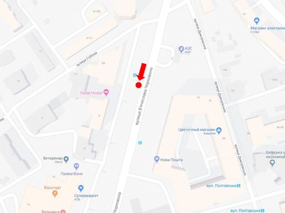 Схема рекламной плоскости по адресу Черновола ул., 8, в сторону пр. Победы