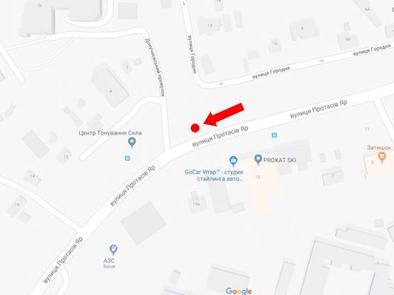 Схема рекламної площини за адресою Протасов Яр ул. / пер. Докучаевский, в сторону ул. Соломенской