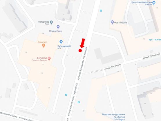 Схема рекламной плоскости по адресу Черновола ул., 12, в сторону пр. Победы