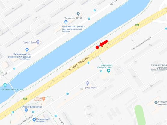 Схема рекламной плоскости по адресу Соборности пр. (бывш. Воссоединения пр.), напротив McDonald's, в сторону моста Патона