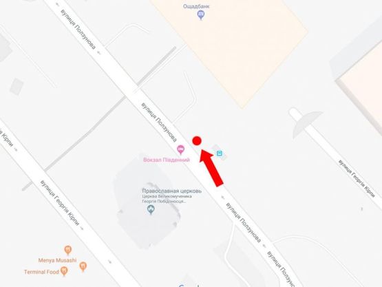 Схема рекламної площини за адресою Кирпы ул., 3, возле входа в Южный жд вокзал, в сторону Воздухофлотского пр. Схема рекламної площини за адресою Кирпы ул., 3, возле входа в Южный жд вокзал, в сторону Воздухофлотского пр.