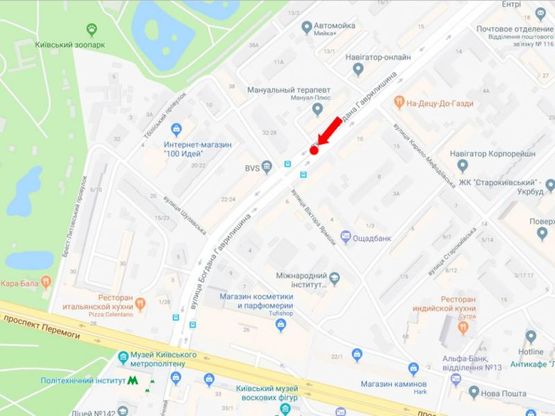 Схема рекламной плоскости по адресу Гаврилишина ул. (бывш. ул. Василевской), 10 - ул. Ярмолы, разделитель, в сторону пр. Победы