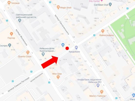Схема рекламної площини за адресою Петлюры ул., 18 / ул. Саксаганского, в сторону бул. Шевченко