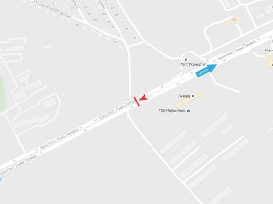 Схема рекламной плоскости по адресу Льва Ландау пр-т, 27, из центра Схема рекламной плоскости по адресу Льва Ландау пр-т, 27, из центра