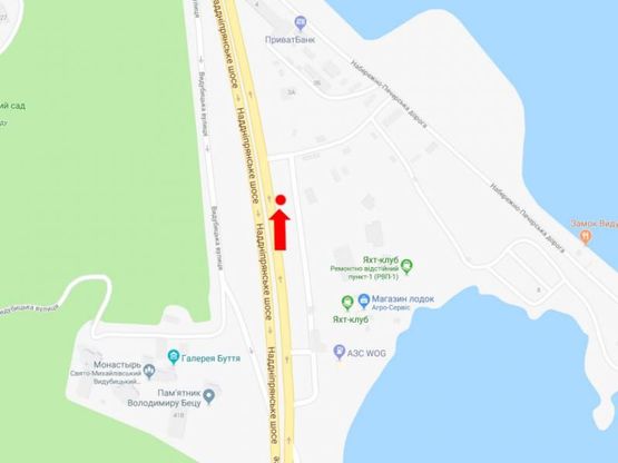 Схема рекламной плоскости по адресу Надднепрянское шоссе, 300 м. до моста Патона, в центр