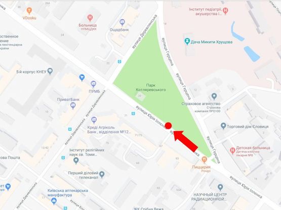 Схема рекламной плоскости по адресу Ильенко ул. (бывш. Мельникова ул.), 71 (напротив) в сторону ул. Деревлянской