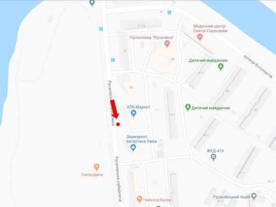 Схема рекламной плоскости по адресу Русановская набережная, 18, возле супремаркета "АТБ", в сторону Русановского бульвара Схема рекламной плоскости по адресу Русановская набережная, 18, возле супремаркета "АТБ", в сторону Русановского бульвара