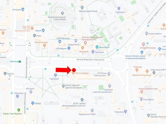 Схема рекламной плоскости по адресу Тимошенко ул., 29, в сторону ул. Героев Сталинграда