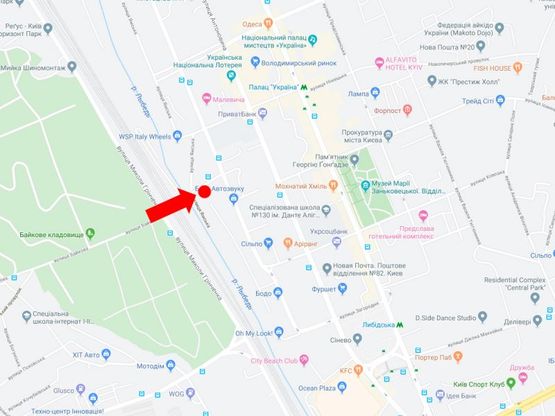 Схема рекламной плоскости по адресу Байковая ул. - ул. Ямская, в сторону ул. Малевича, центра