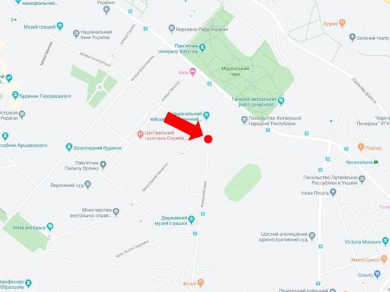 Схема рекламной плоскости по адресу Кловский спуск 29/3 - Крепостной пер., в сторону ул. Мечникова