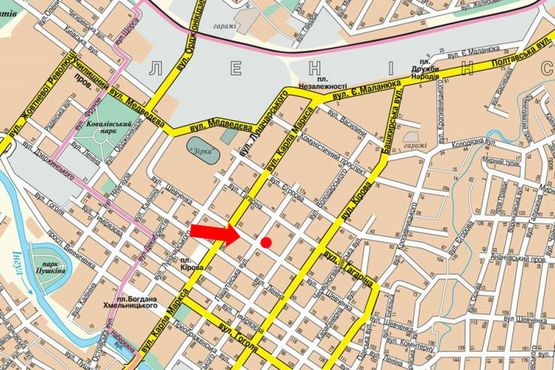 Схема рекламної площини за адресою Шевченко ул. / Пашутина ул., 21