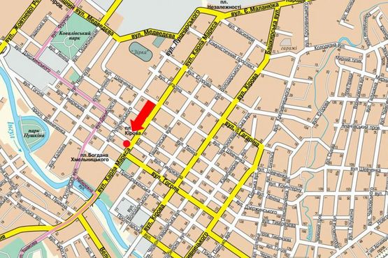 Схема рекламной плоскости по адресу Б. Перспективная ул. (бывш. Маркса ул.) / Карпы ул. (бывш. Тимирязева ул.)