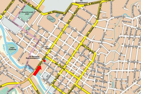 Схема рекламной плоскости по адресу Б. Перспективная ул. (бывш. Маркса ул.) / Преображенская ул., парк им. Т. Шевченко