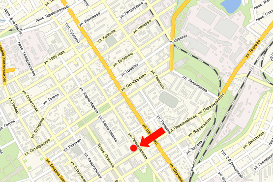 Схема рекламной плоскости по адресу Первомайская ул., 41/3 / ул. Первомайская, возле супермаркетов "АТБ", "Технополис"