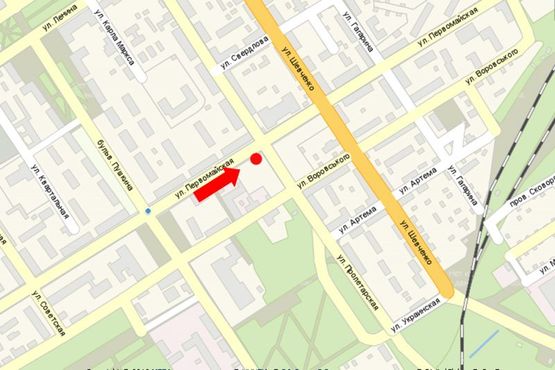 Схема рекламної площини за адресою Первомайская ул. / ул. Пролетарская, возле супермаркетов "АТБ", "Технополис"