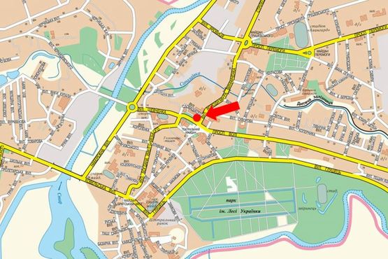 Схема рекламної площини за адресою Воли пр. / Театральная пл., напротив ЦУМа, супермаркетов "Сильпо", "Эльдорадо"