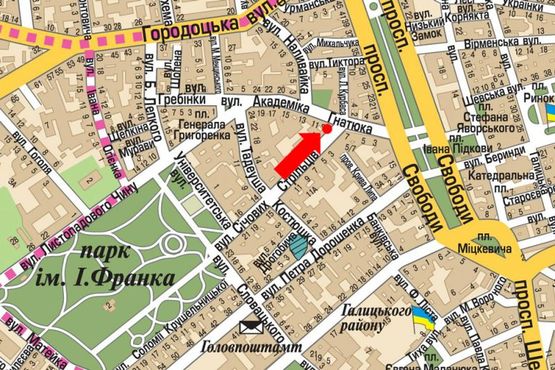 Схема рекламної площини за адресою Сечевых Стрельцов ул., 2 Схема рекламної площини за адресою Сечевых Стрельцов ул., 2