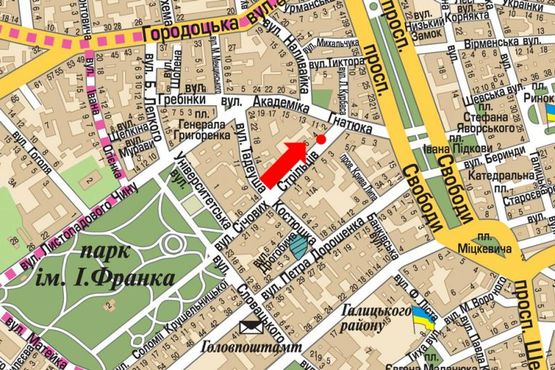 Схема рекламної площини за адресою Сечевых Стрельцов ул., 4 Схема рекламної площини за адресою Сечевых Стрельцов ул., 4