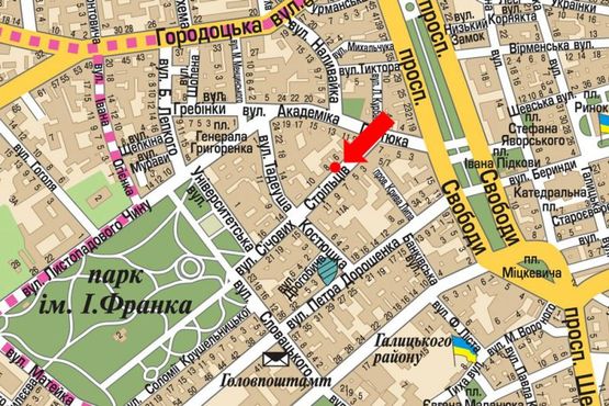 Схема рекламної площини за адресою Сечевых Стрельцов ул., 8 Схема рекламної площини за адресою Сечевых Стрельцов ул., 8