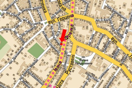 Схема рекламной плоскости по адресу Франка ул. / Саксаганского ул., 13, банк "Credit Agricole"