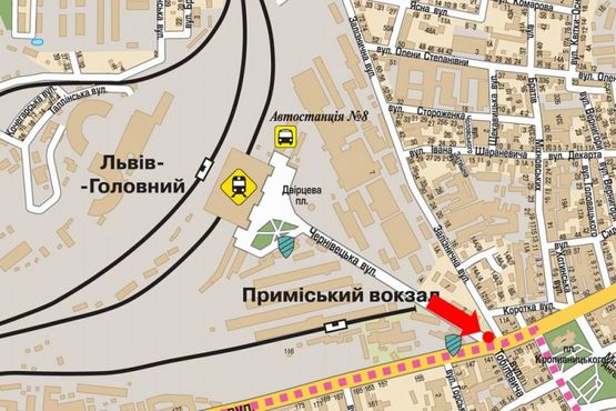 Схема рекламной плоскости по адресу Черновицкая ул. / Городоцкая ул., разделитель, в центр