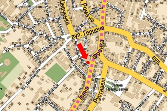 Схема рекламной плоскости по адресу Саксаганского ул., 22 / Франка ул.