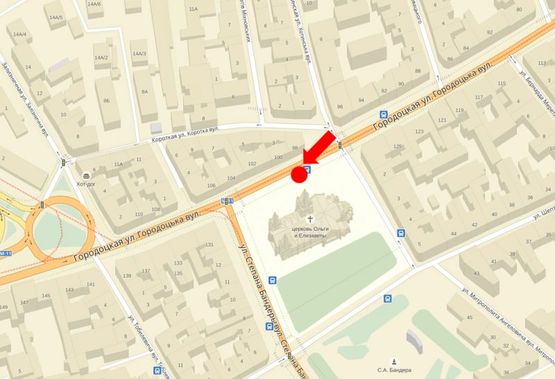 Схема рекламної площини за адресою Городоцкая ул., 98, навпротив, из центра