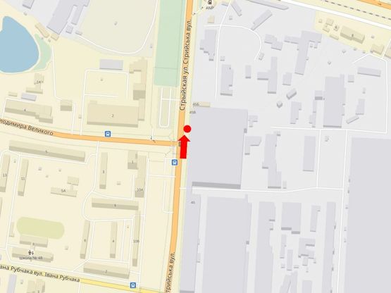 Схема рекламной плоскости по адресу Стрыйская ул., 45 / Владимира Великого ул., в центр Схема рекламной плоскости по адресу Стрыйская ул., 45 / Владимира Великого ул., в центр