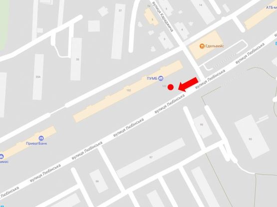 Схема рекламної площини за адресою Любинская ул., 102, ост. ул. Караджича Схема рекламної площини за адресою Любинская ул., 102, ост. ул. Караджича