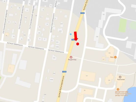 Схема рекламной плоскости по адресу Кульпарковская ул., 123, ост. ул. Щирецкая