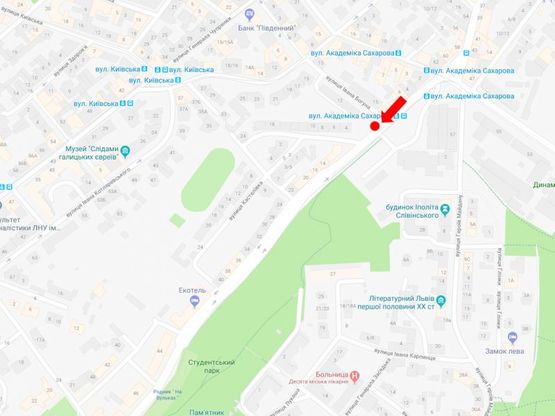 Схема рекламної площини за адресою Сахарова ул., 12, ост. "Трамвайное депо", из центра