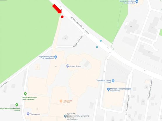 Схема рекламної площини за адресою Виговского ул. / ул. Скниловская, ост. "рынок "Южный", в сторону ул. Владимира Великого