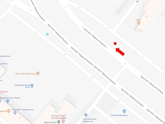 Схема рекламной плоскости по адресу Красной Калины пр., 37, ост. рынок "Шувар", в центр Схема рекламной плоскости по адресу Красной Калины пр., 37, ост. рынок "Шувар", в центр