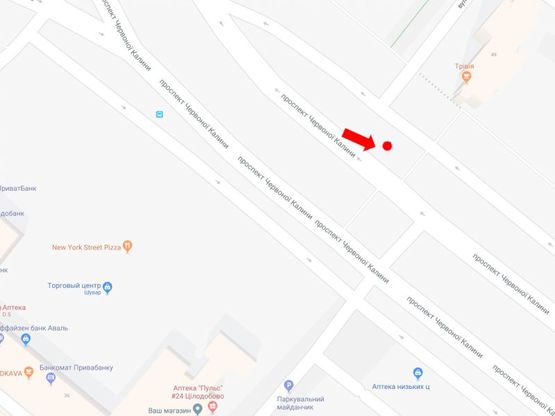 Схема рекламной плоскости по адресу Красной Калины пр., 37, ост. рынок "Шувар", из центра Схема рекламной плоскости по адресу Красной Калины пр., 37, ост. рынок "Шувар", из центра