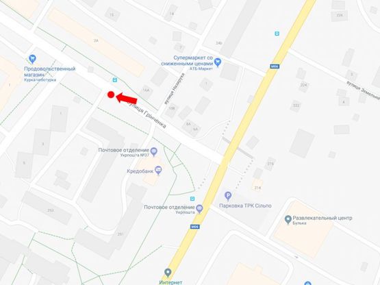 Схема рекламної площини за адресою Гринченко ул. - ул. Б.Хмельницкого, 255 (остановка "Чигиринская")