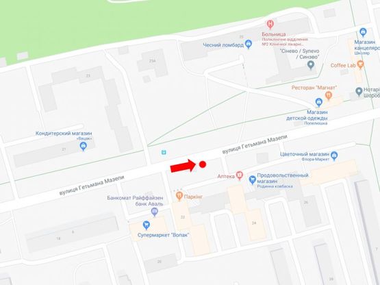 Схема рекламної площини за адресою Мазепы ул., 22 (остановка "Больница скорой помощи"), в сторону ул. Миколайчука Схема рекламної площини за адресою Мазепы ул., 22 (остановка "Больница скорой помощи"), в сторону ул. Миколайчука