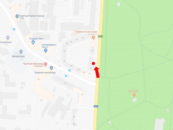 Схема рекламной плоскости по адресу Стрыйская ул., 72  / ул. Сахарова (остановка Детская железная дорога), в центр