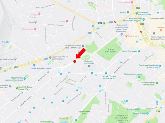 Схема рекламної площини за адресою Митрополита Андрея ул., 10, разделитель, район Политеха, в сторону Бандеры ул. Схема рекламної площини за адресою Митрополита Андрея ул., 10, разделитель, район Политеха, в сторону Бандеры ул.