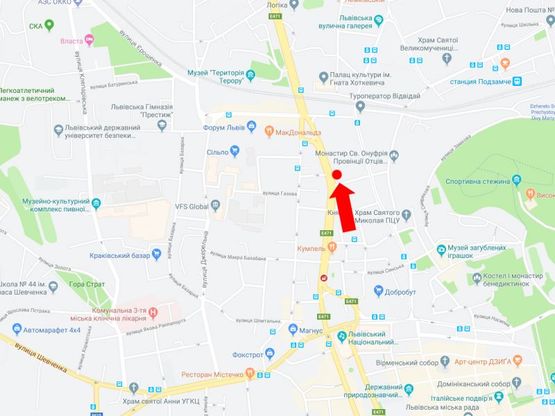 Схема рекламної площини за адресою Черновола пр. -  Детька ул., 200 м. до ТРЦ "Forum Lviv", из центра Схема рекламної площини за адресою Черновола пр. -  Детька ул., 200 м. до ТРЦ "Forum Lviv", из центра