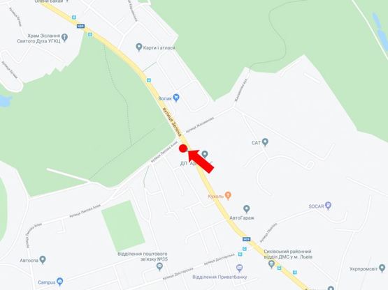 Схема рекламної площини за адресою Зеленая ул. 130 - ул. Липовая Аллея, (ост. "Липовая Аллея"), в центр