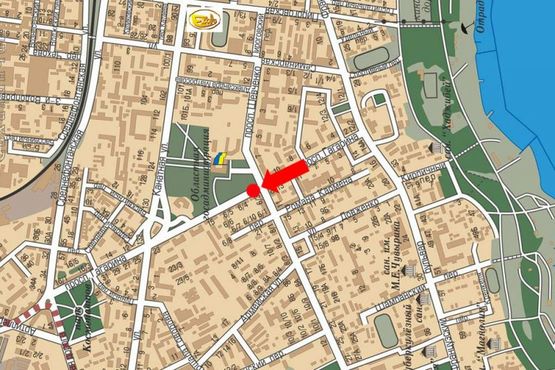 Схема рекламной плоскости по адресу Гагарина пр. / Шевченко пр., разделитель, №1, к Сегедской ул.