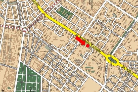 Схема рекламной плоскости по адресу Филатова ул., 70/1, возле супермаркета "Два шага", в сторону Рихтера ул.