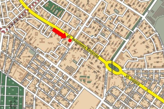 Схема рекламной плоскости по адресу Филатова ул., 54 / ул. Гайдара, возле универсама "Буревестник"