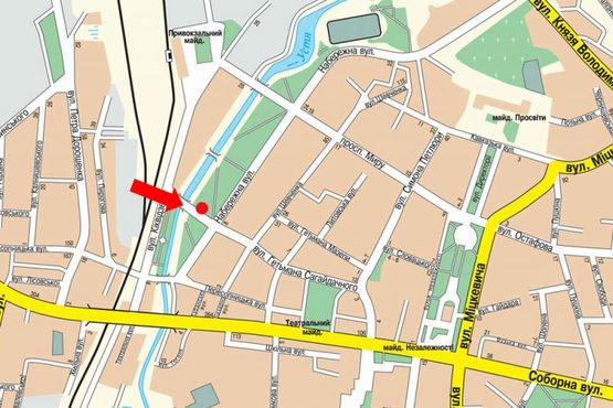 Схема рекламной плоскости по адресу Сагайдачного ул. / Набережная ул., в сторону Центрального рынка