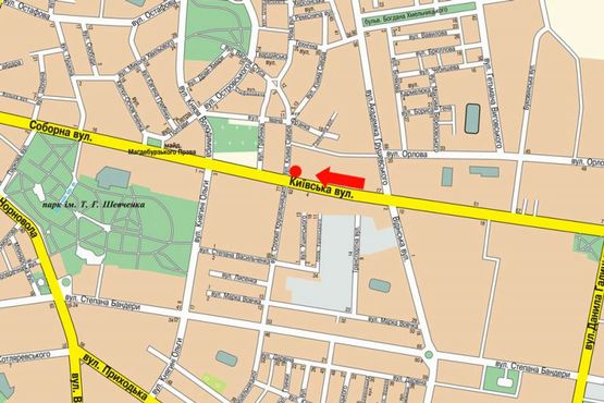 Схема рекламной плоскости по адресу Киевская ул. / Савура ул., возле автосалона "Citroen"