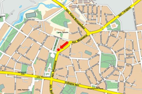 Схема рекламной плоскости по адресу Мицкевича ул., 1, возле гостиницы "Мир"